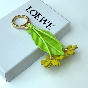 Loewe Green and Yellow Floral Key Holder with GoldRing
